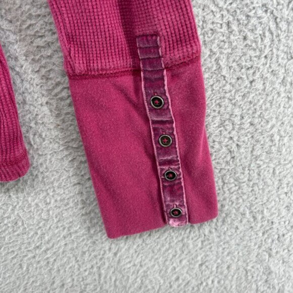 Sundance Thermal Long Sleeve Top Magenta Velvet Cuff Detail Boho Size M - Picture 10 of 10